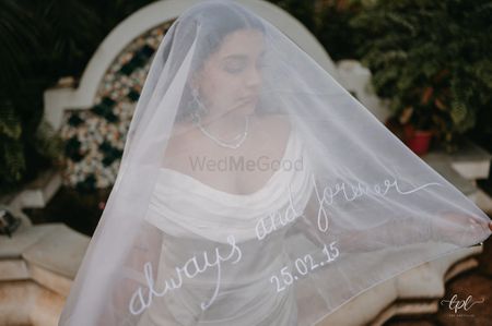 Beautiful and Personalised bridal veil in white