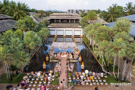 Beautiful floating mandap in a destination wedding in Phuket