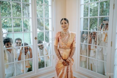 south indian bride with her squad 
