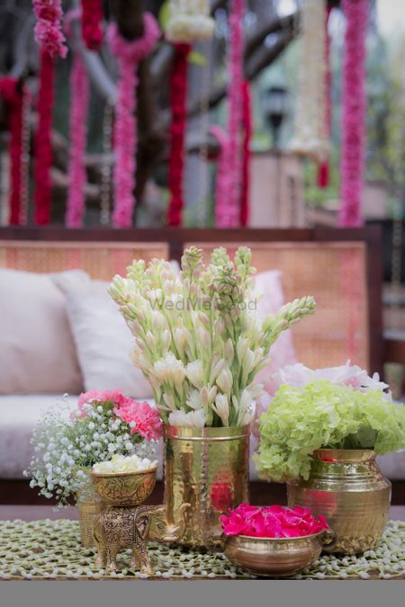 Photo of Floral table centrepieces at the engagement