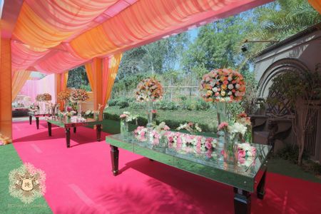 Mint and peach wedding decor