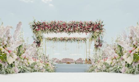 outdoor mandap with floral decorations