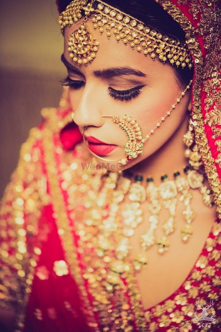 Bridal portrait of regal indian bride