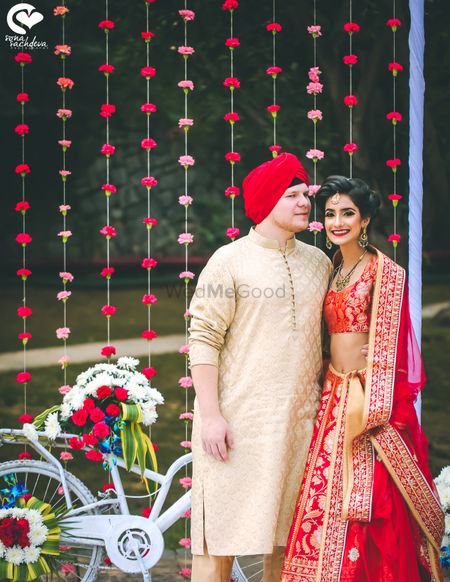Cute couple portrait of an Indian wedding 