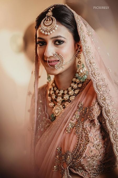 Photo of Unique bridal lehenga colour and jewellery