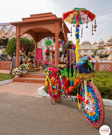 Colorful decorated bicycle as a outdoor mehendi decoration