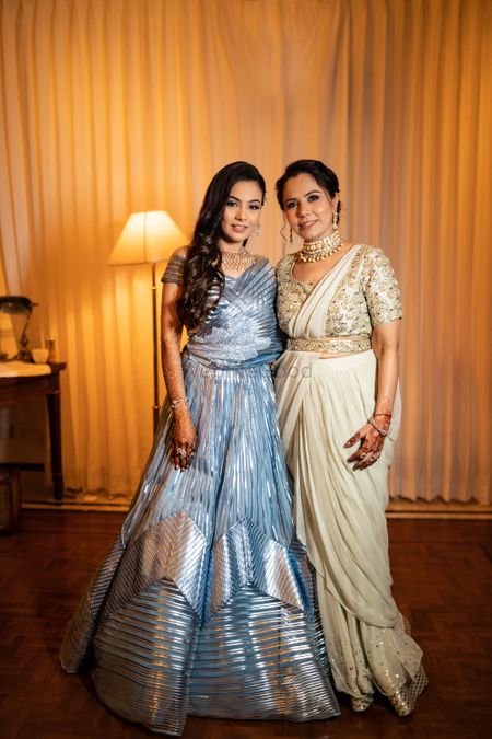 Bride with her mother on the engagement day 