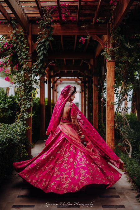 Beautiful hot pink bridal lehenga for the wedding 