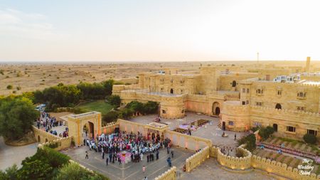 Photo of fort or palace wedding venue drone shot