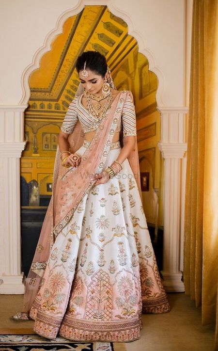 Ivory Color Wedding Sharara | Designer bridal lehenga, Bridal lehenga  choli, Pakistani bridal lehenga