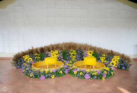 DIY haldi decor idea for home with seating