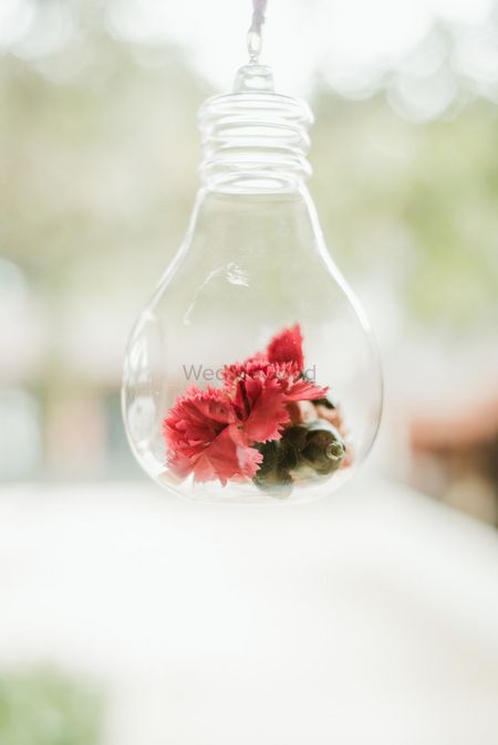 DIY decor idea with florals inside bulbs