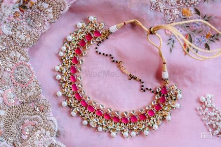 beautiful pink bridal necklace