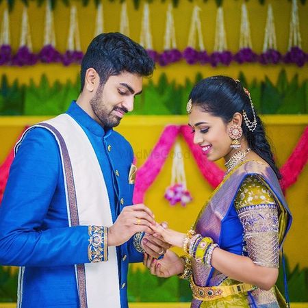 South Indian couple engagement shot 