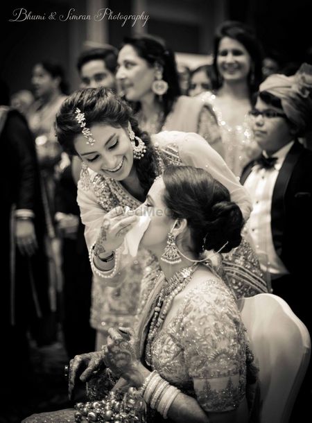 Photo of Emotional bridal moment in black and white