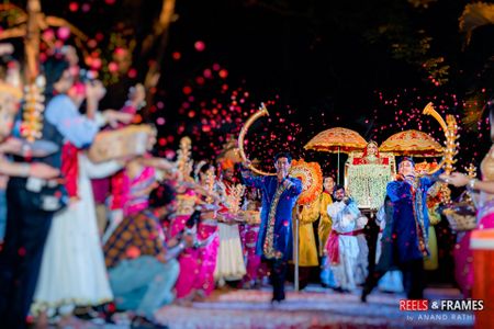 Unique royal bridal entry with dancers