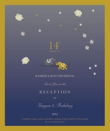 blue grey invitations with elephant motif