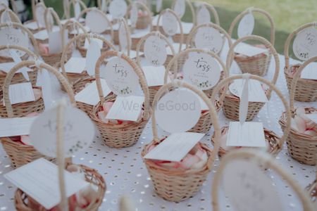Photo of flower toss baskets for wedding guests
