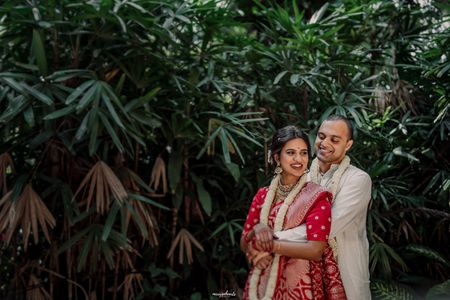 Photo of A cute wedding day couple portrait