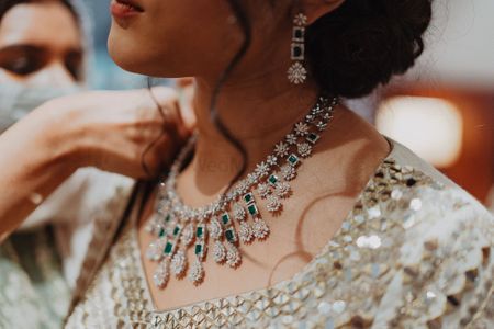 Diamond necklace sath lada Diamond Layer Haram cocktail Jewelry bridal –  Nihira