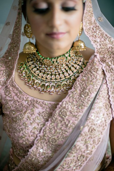 Photo of Pastel toned contrasting bridal necklace
