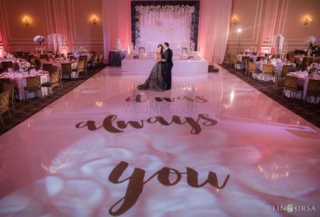Photo of Unique printed dance floor for reception