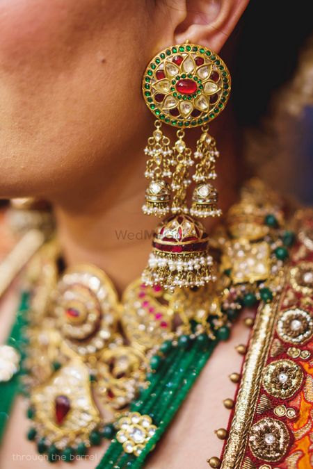 Bridal earrings with Jhumki shape hangings 