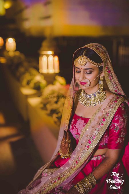 Bright Pink Wedding Photoshoot & Poses Photo Contrast jewellery