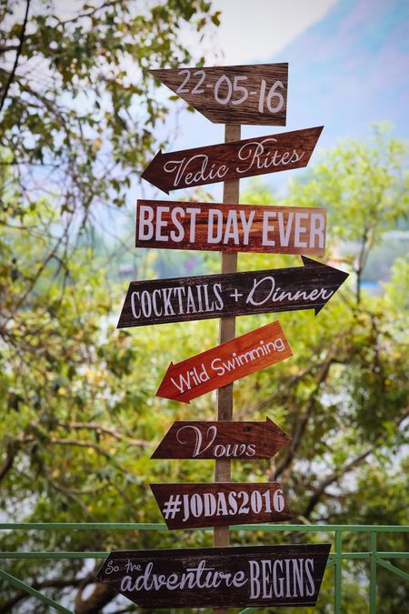 Wedding signage with directions