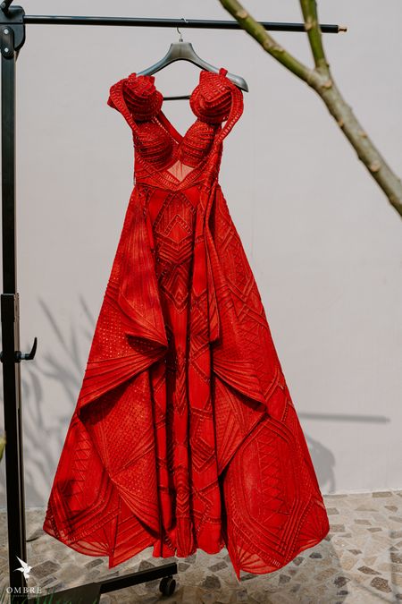 Red reception gown for the bride