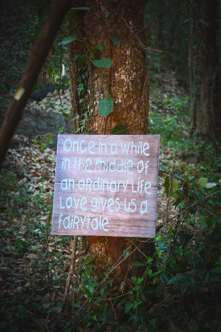 Unique wooden sayings at wedding