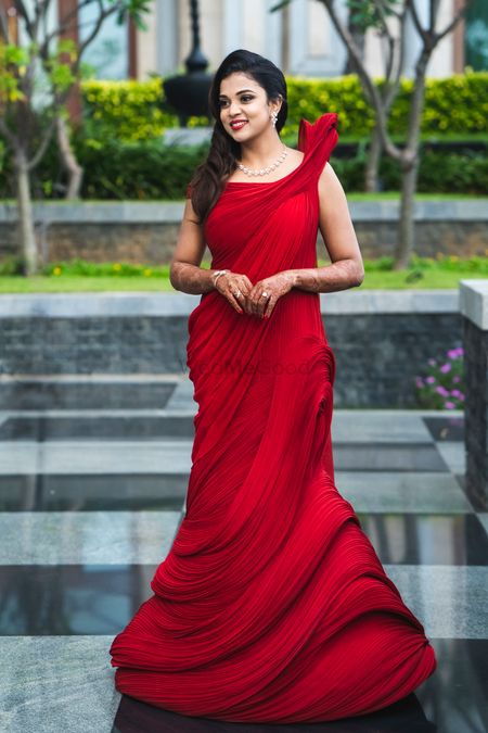 Photo of Red GG structured gown for cocktail