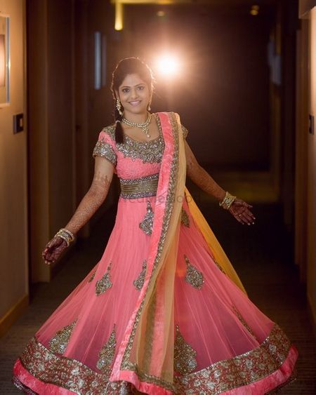 Light Pink and Silver Shaded Twirling Lehenga