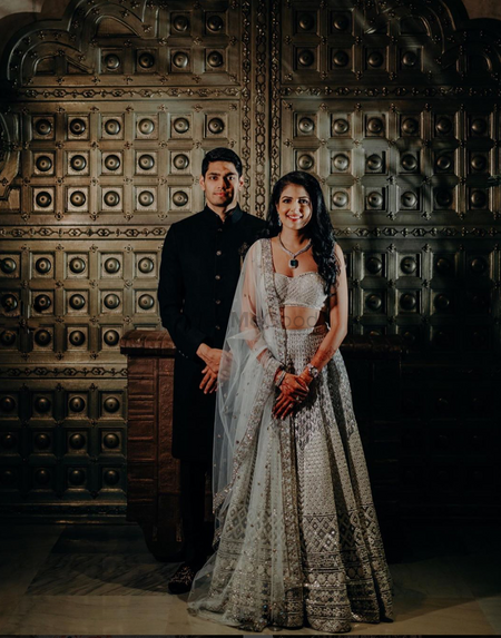 Photo of Couple in gorgeous outfits on sangeet