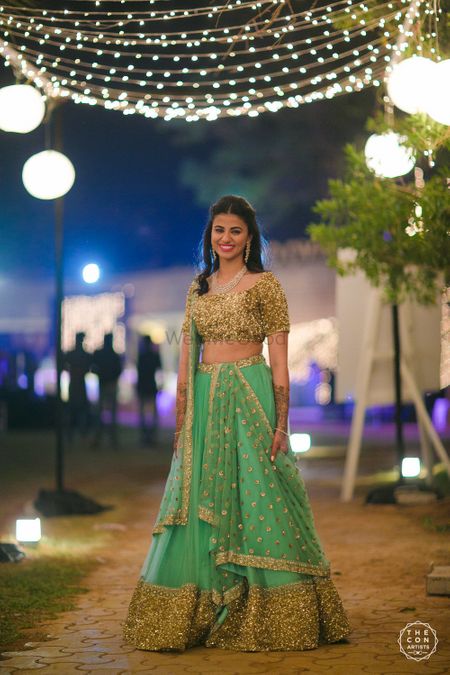 Gold and green sparkly lehenga 