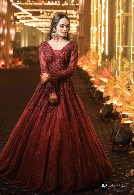 Photo of Maroon Sequin Engagement Gown Perfect For Modern Brides