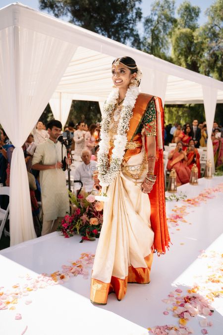 Photo of Simple south Indian bridal entry
