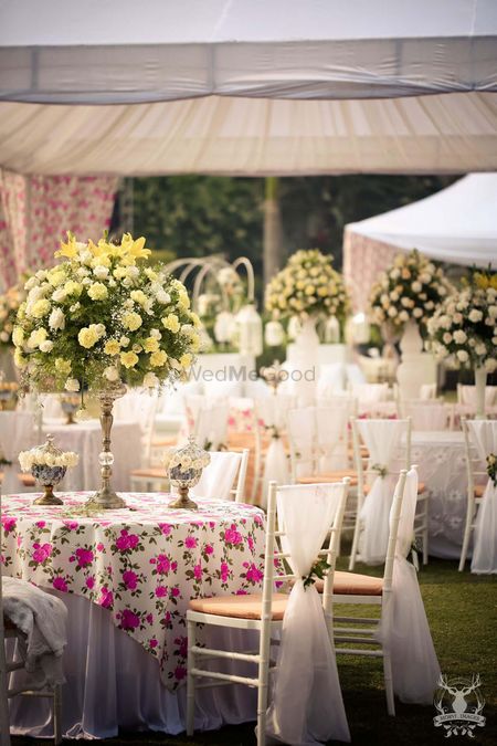 Photo of floral print tablecloth