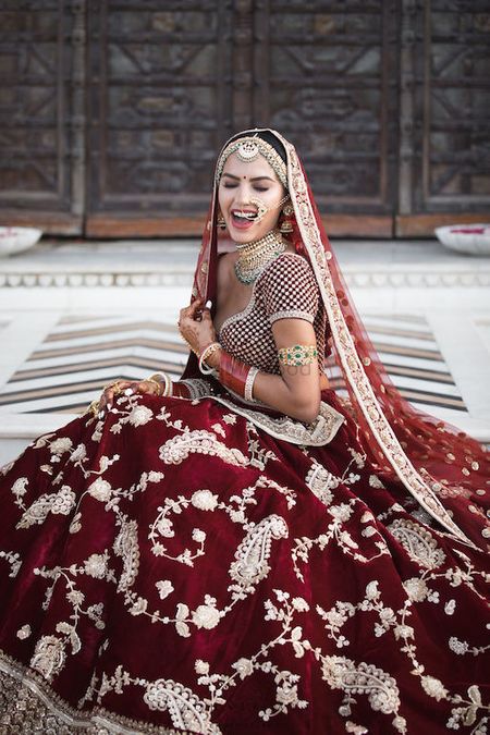 Photo of Happy bride shot in sabya lehenga