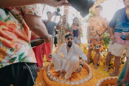 Photo of Super candid haldi ceremony photo of the groom to be