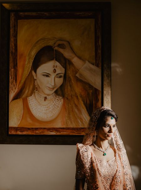 Photo of Classic bridal portrait idea with painting