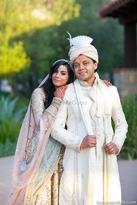 Photo of Bride and groom on wedding day Indian