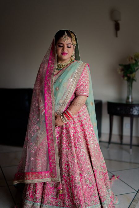 Stunning light pink lehenga for wedding 