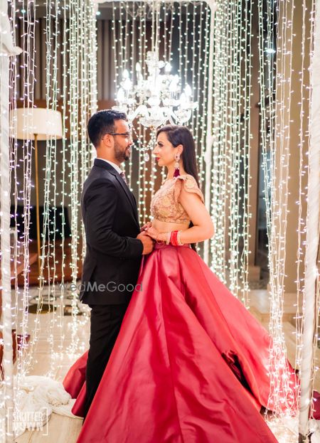 Gorgeous couple shot with a beautiful backdrop 