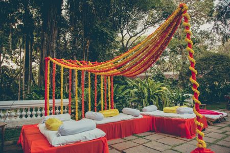 Marigold decor at south indian wedding