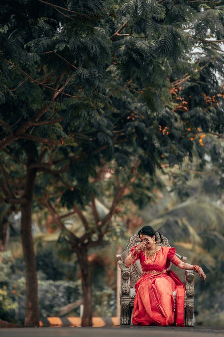 cute south indian bridal portrait outdoors