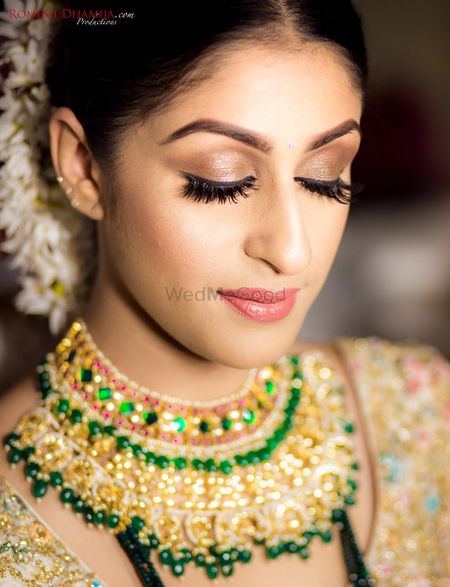 Soft bridal peach makeup 