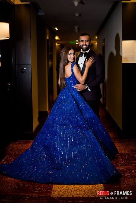 Photo of Royal blue sleeveless ball gown for reception or cocktail