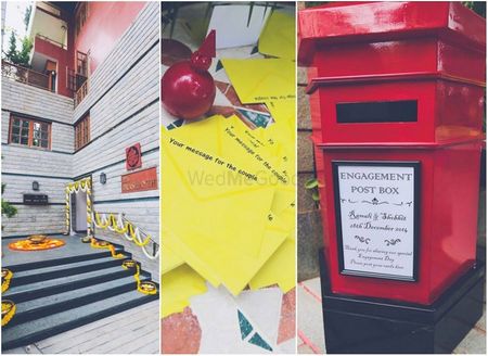 Postbox for bride and groom where couple leaves notes
