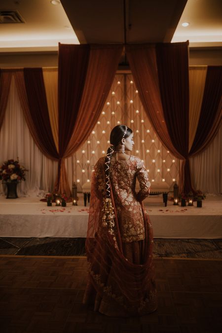 Photo of sangeet or mehendi bridal hair with gota braid
